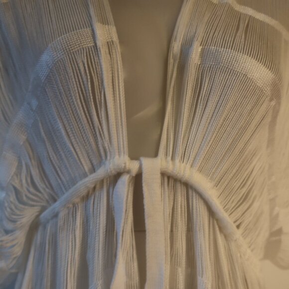 NWT Womens Michaela White Long Linguini Fringe Duster Dress OS * - Picture 4 of 12